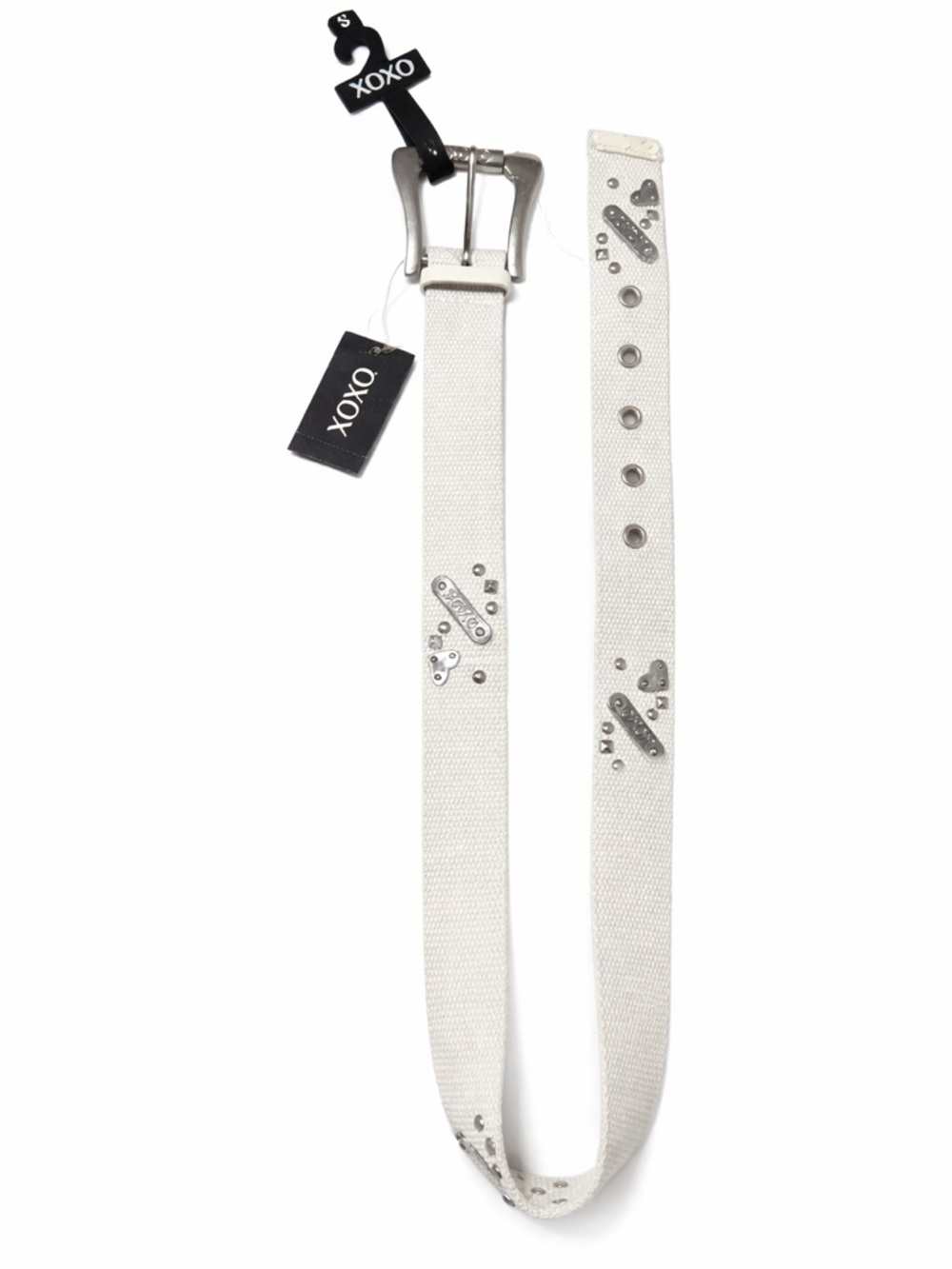 Y2K XOXO bone white and silver belt